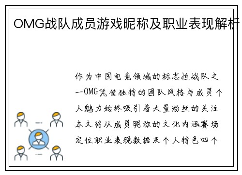 OMG战队成员游戏昵称及职业表现解析